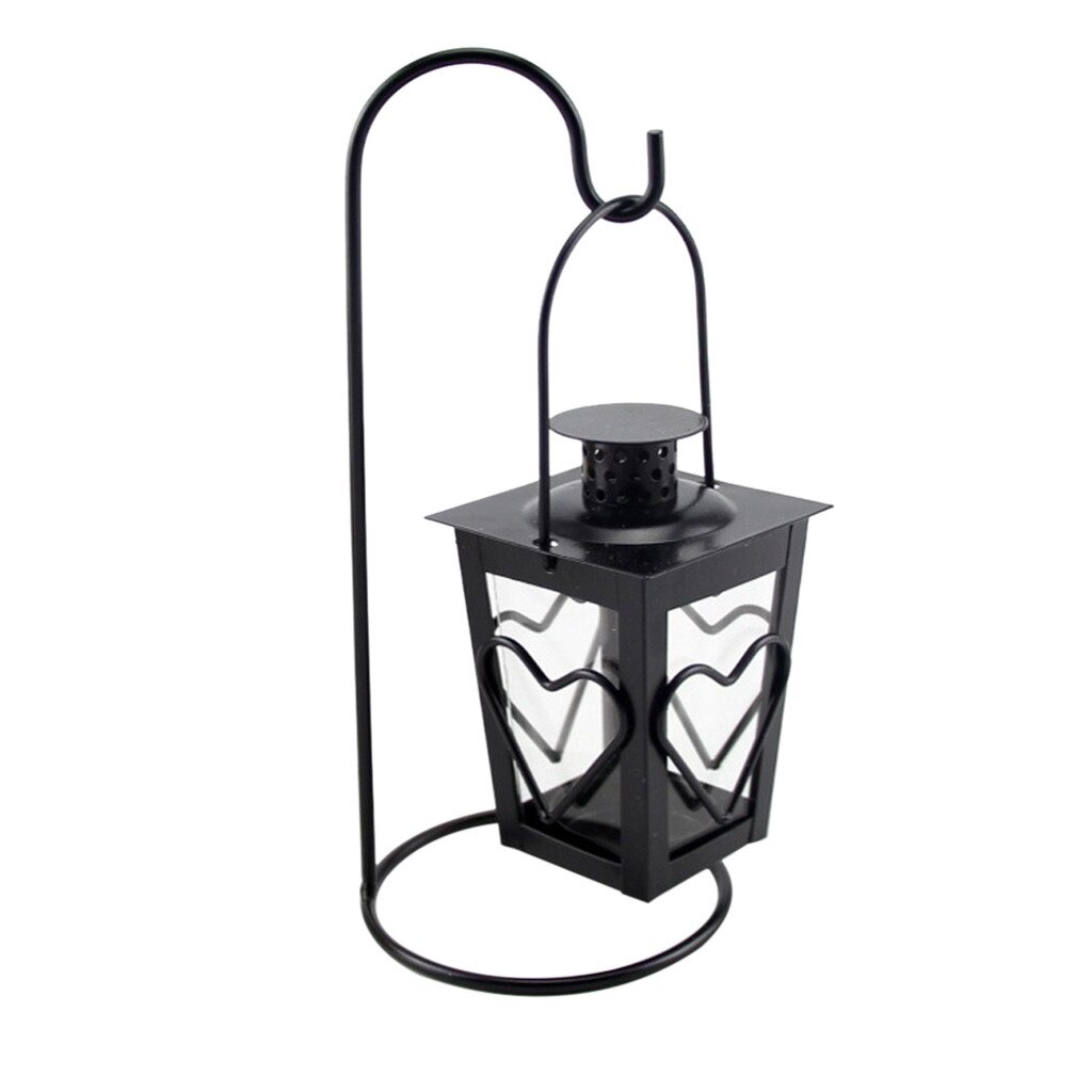 Bougeoir suspendu européen rétro décoratif marocain lanterne photophore suspendu lanterne Vintage chandeliers: Black B