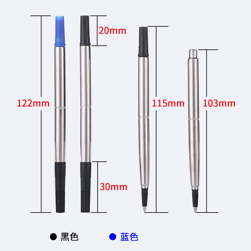 10Pc Rollerball Pen Vullingen Zwart Of Blauw 0.5Mm Rvs Briefpapier Kantoorbenodigdheden Inkt Vullingen