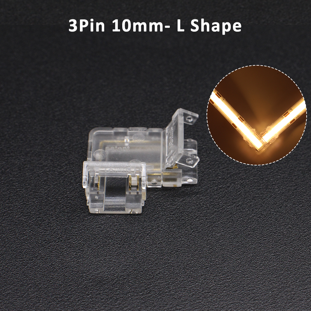 Conector de tira LED COB de 2 pines, 3 pines, 4 pines, Terminal de cable de extensión, conectores LED para luces de cinta flexibles RGB CCT COB de 5mm, 8mm y 10mm: Plata