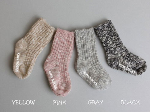 Kids Socks Solid Color Cotton Baby Anti Slip Socks For Boy Girl Toddler Wool Accessories