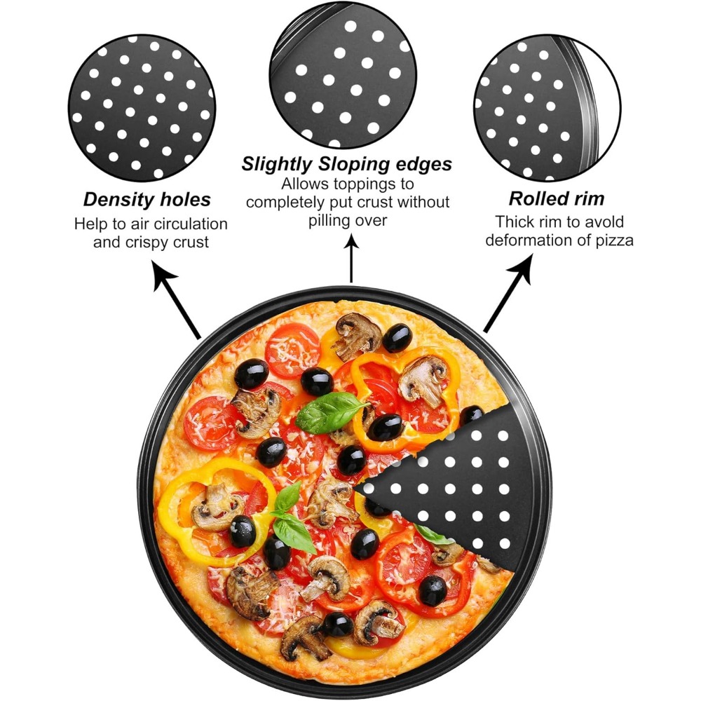 1 stk. pizzaforme til ovn rund pizzapande med huller 28cm pizzabakker til ovnbagning stål pizzaovntilbehør køkkenredskaber