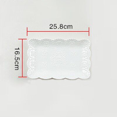 Embossed Bone China Dishes European-style Hollow Dishes Ceramic Tableware Western Dishes Salad Dishes Steak Dishes: 1pcs- 10 inch15