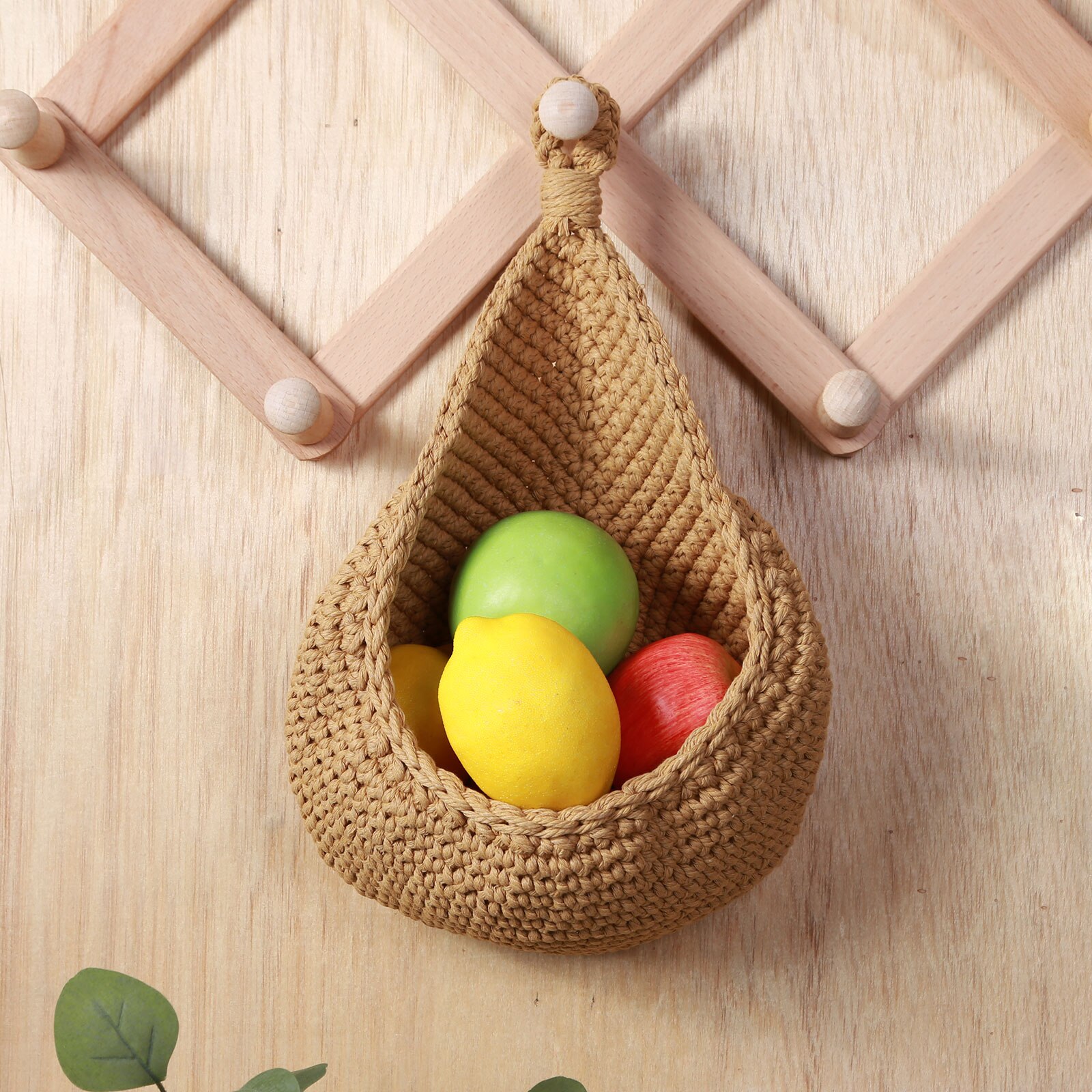 Panier à légumes et fruits suspendu au mur, panier à fruits tissé en osier naturel, Table de cuisine, panier de rangement suspendu au mur, étagère sèche