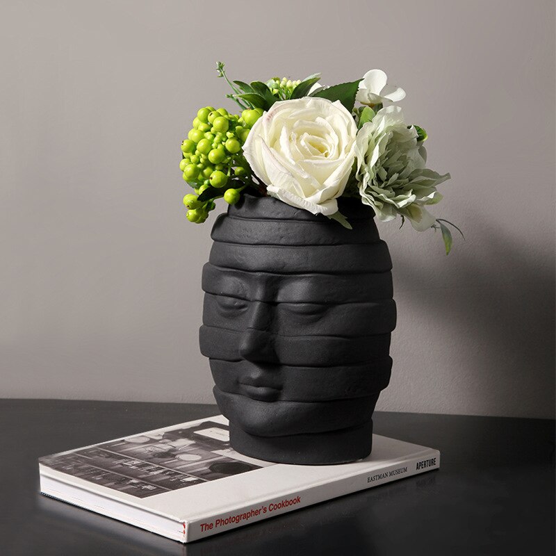 Vase tête planteuse en forme de fleur | pot de fleurs, décoration d'art pour visage abstrait, accessoires de décoration pour la maison, décor nordique de bureau, plante moderne