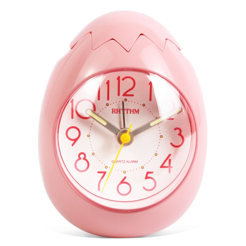 RHYTHM CUTE EGG SHAPE ALARM CLOCK ULTRA SILENT JUMPING MOVEMENT CLOCK TUMBLING BEEP ALARM,SEE-THROUGH PACK WHITE/PINK/GOLD COLOR