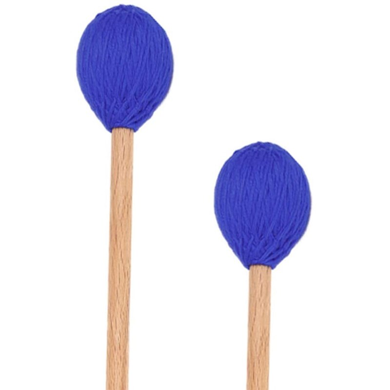 SEWS-Blue Marimba Mallets Medium Hard Yarn Head Keyboard with Maple Handles for Percussion Marimba Playing, Pack of 2: Default Title