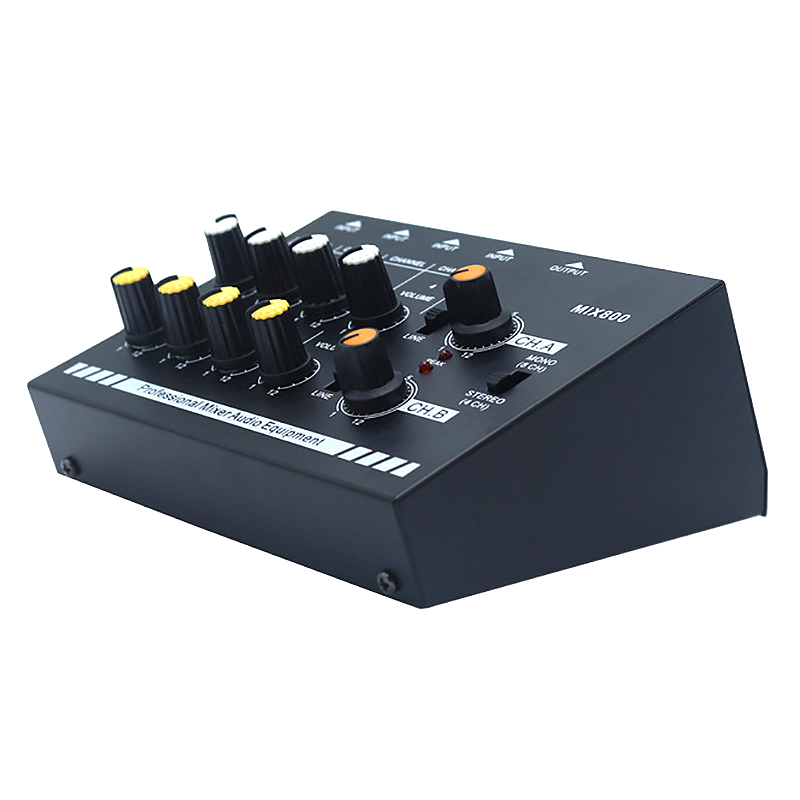 N-O 4 / 8-Channel Mini Mixer 4-Channel Line Mixer Reverb o Mixer(US Plug)