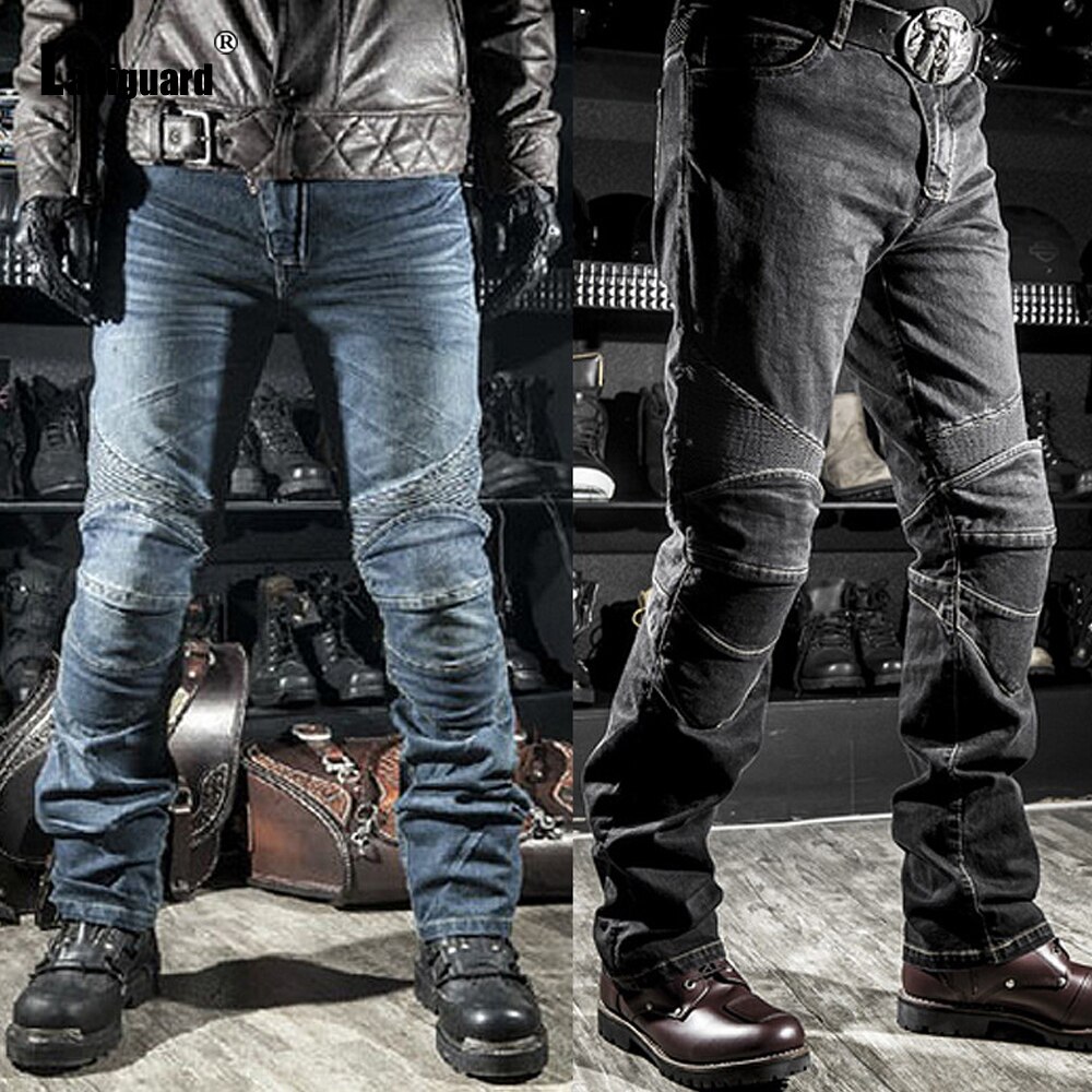 Ladiguard Plus Größe Männer Jeans Demin Hosen Ich bin Westlichen Fahrrad Sliming Unteren Männlichen Polsterung Hosen Neue Patchwork draussen Demin Schlauch
