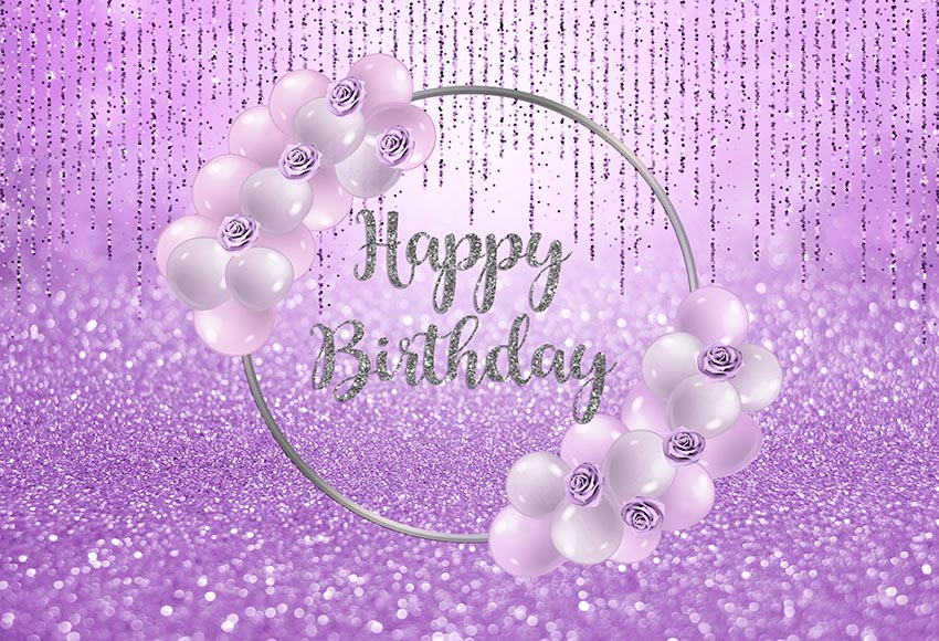 Mehofond Photography Background Purple Rose Glitter Happy Birthday Balloon Girls Women Birthday Party Backdrop Photo Studio Prop