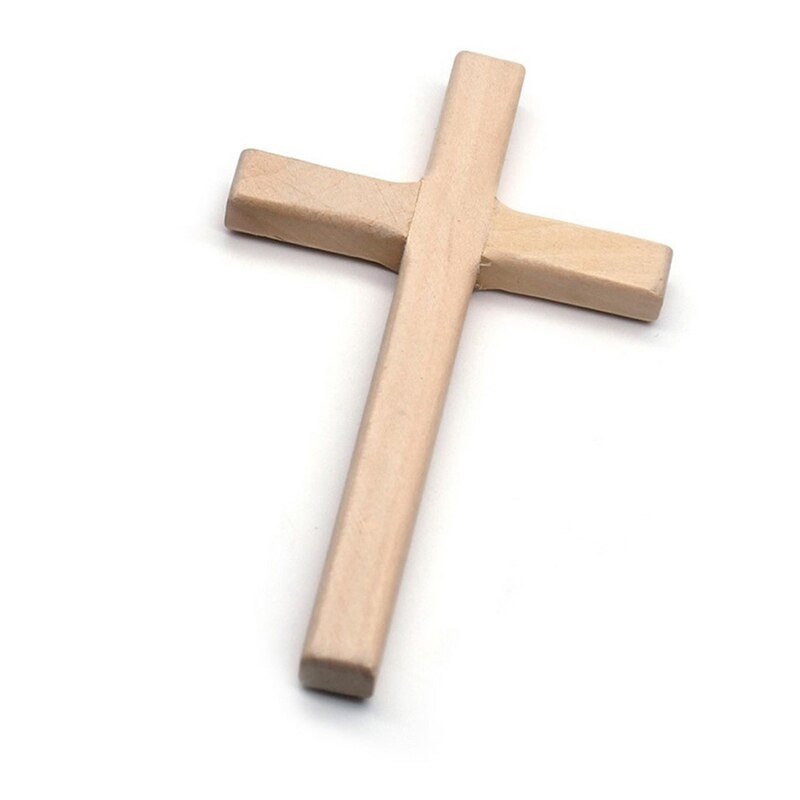 Croix en bois chrétien 12cm (4,7 pouces), grand Crucifix Long, deux couleurs: Beige