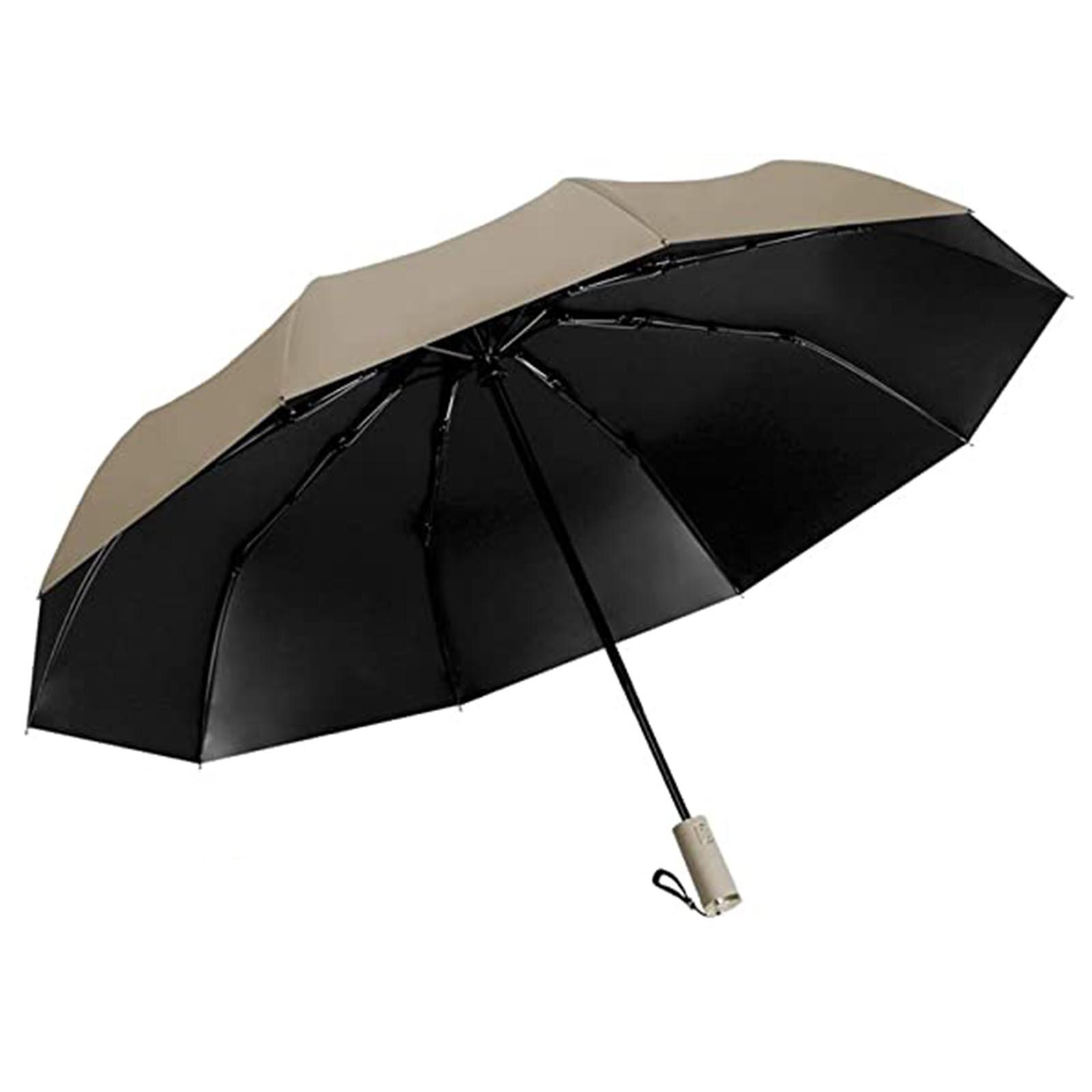 Automatic Stormproof Umbrella Mini Automatic Umbrella Rain Women Wind Resistant Portable Outdoor Umbrellas: khaki