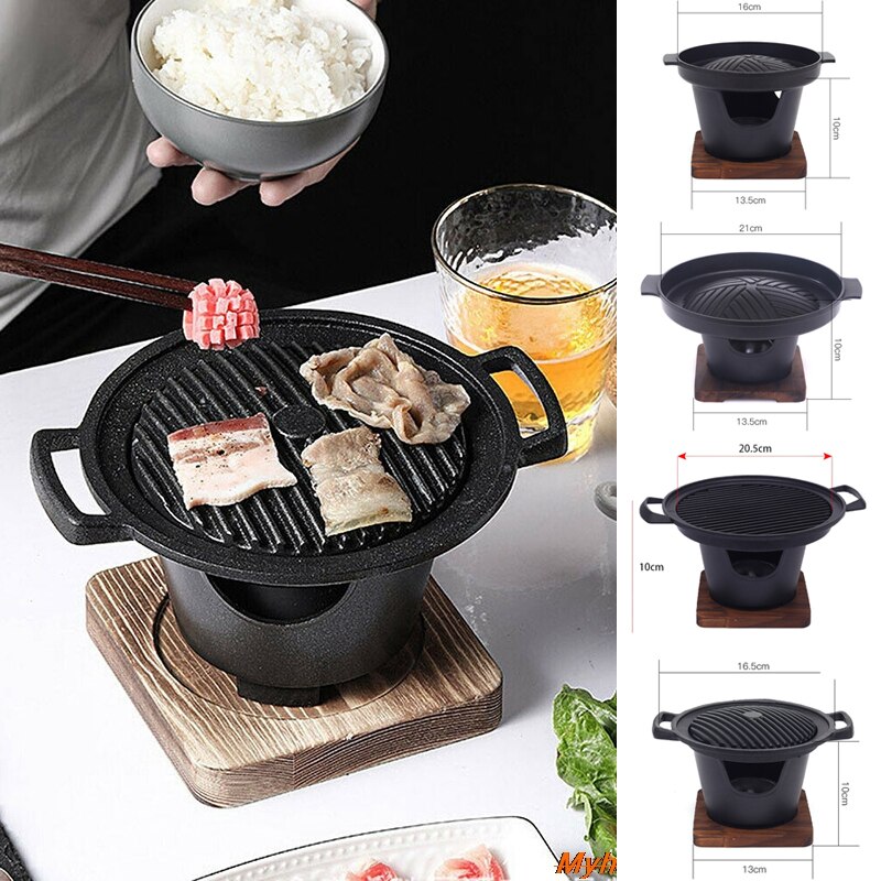 Mini Barbecue Grill Japanese Alcohol BBQ Stove Smokeless Portable Indoor Outdoor Grill Oven Plate Roasting Cooker Meat Tools