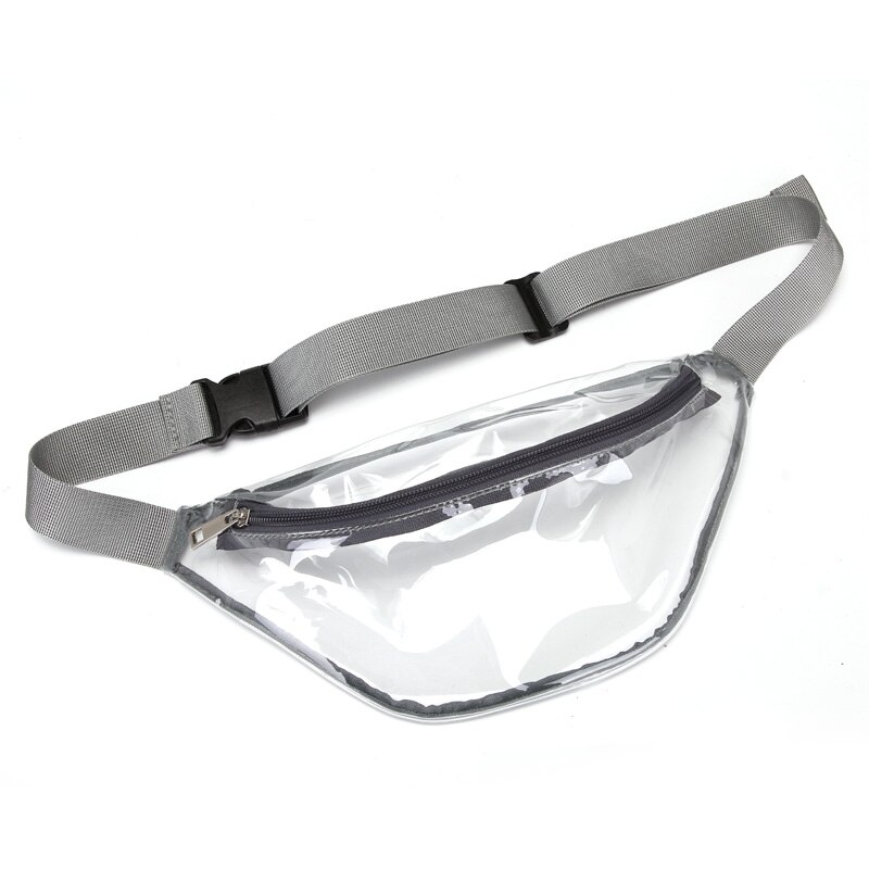 Di modo Delle Donne Della Ragazza PVC Trasparente del Pacchetto Della Vita del Pacchetto di Fanny PVC Solido Trasparente Cinghia Regolabile Petto Bag Nero Rosso Grigio Blu 4 colori: Grigio