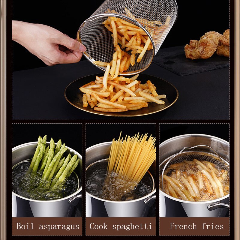 304 Rvs Asperges Pot Met Diepe Gebakken Mand Hoge Soeppan Friteuse