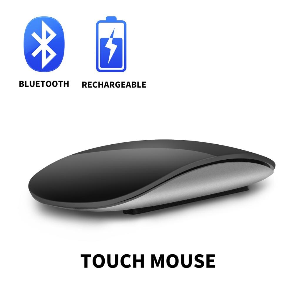 Touch Mouse Wireless Travel Slim Portable Mice Bluetooth Mouse for Apple Mac PC Laptop Android Windows Ipad Iphone: Bluetooth Black