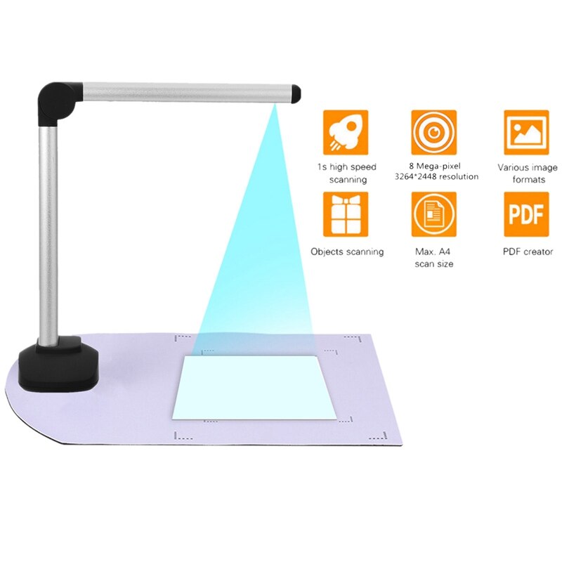 Portable High Speed USB Book Ie A4 Document Camera Scanner With 8.0MP Camera School Office Library Bank HD High-Definition