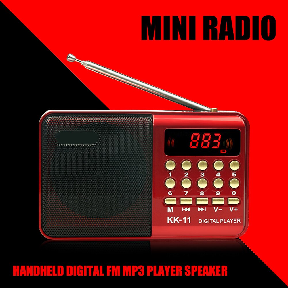 Portable Radio Pocket Size USB Powered Mini Multifunctionl FM Radio for Elder Digital FM MP3 Player Speaker