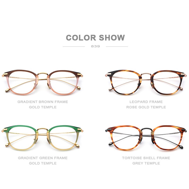 Montura de gafas ópticas de titanio puro B para hombres, gafas graduadas cuadradas Vintage para mujeres, gafas de miopía redondas Retro, gafas 839