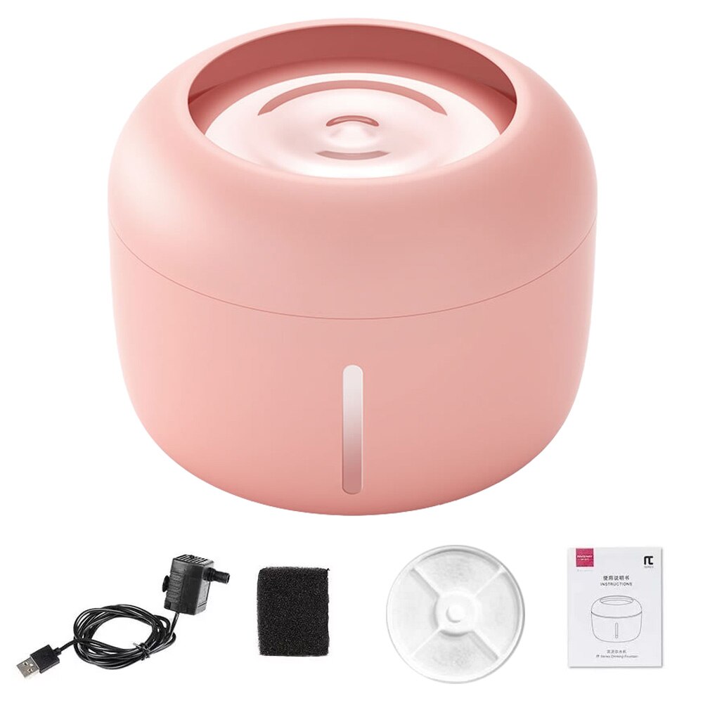 Kjæledyr katt drikkeskål fôringsvann rennende fontene automatisk drikker kjæledyr hund katt drikke fontene 2.5l: Rosa