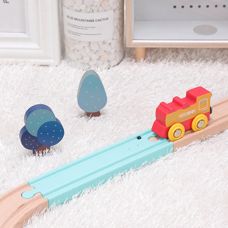 1Set Beech Wood Railway Vehicle Toys Accessories Wooden Track Assembled Educational Toys Fit All Wood Track Biro Toys for Kids