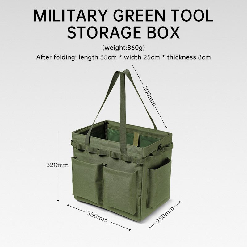 Outdoor Multifunctional Tool Storage Box, Camping Bag, Large Capacity Carrying Bag, Picnic Bag, Handbag Storage Box: green