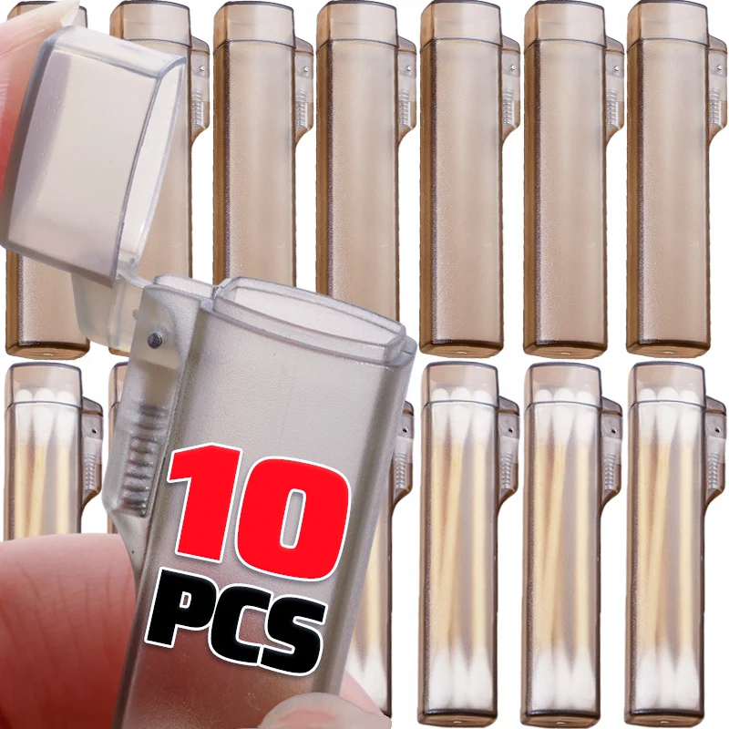 10/1 stk. bærbar gjennomsiktig tannpirkerholder gjenbrukbar tannpirkeroppbevaringsboks bomullspinneetui nåleetuier restaurantutstyr