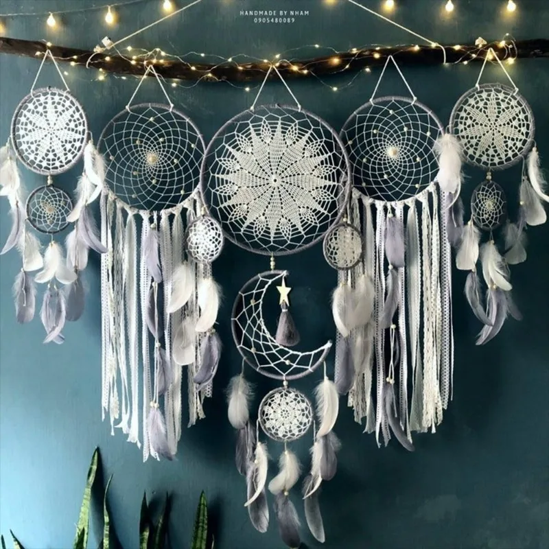 5 unids/set atrapasueños Boho decoración del hogar macramé atrapasueños tapices de pared Luna Ramadán atrapasueños niños adorno para guardería
