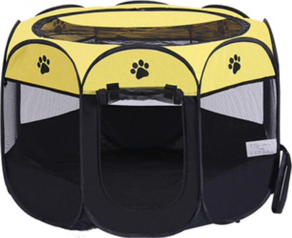 Perreras portátiles para perros y gatos, tienda de campaña plegable para interiores, jaula octagonal, nido para nacimiento, conejo y gatito: yellow / M 91X91X58cm