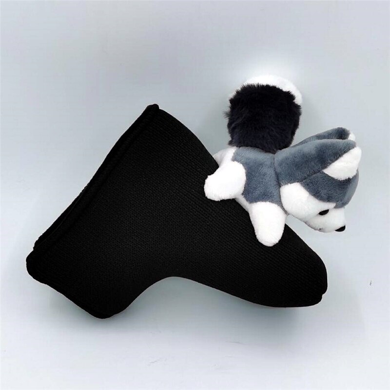 Hond Husky Golf Blade Putter Head Cover Gebreide Wol Met Magnetische Sluiting Unisex Cartoon Dier Golfclub Cover