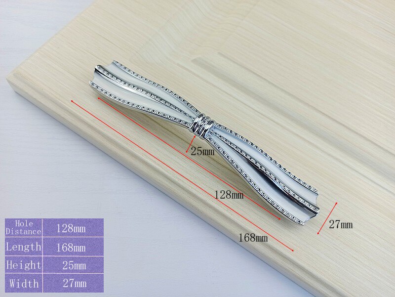 Simple Style Bowknot Handle Furniture Hardware Kitchen Cabinets Door Knobs Drawer Handle For Wardrobe Cupboard Dresser Pulls: Chrome-128mm A