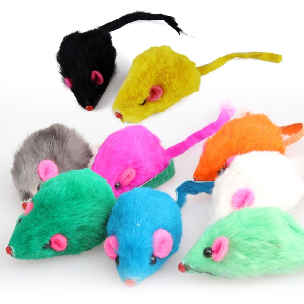 Willekeurige 4.5cm huisdier speelgoed kleurrijke interactieve konijnenbont nep muis huisdier katten speelgoed mini grappig speel speelgoed katten kitten