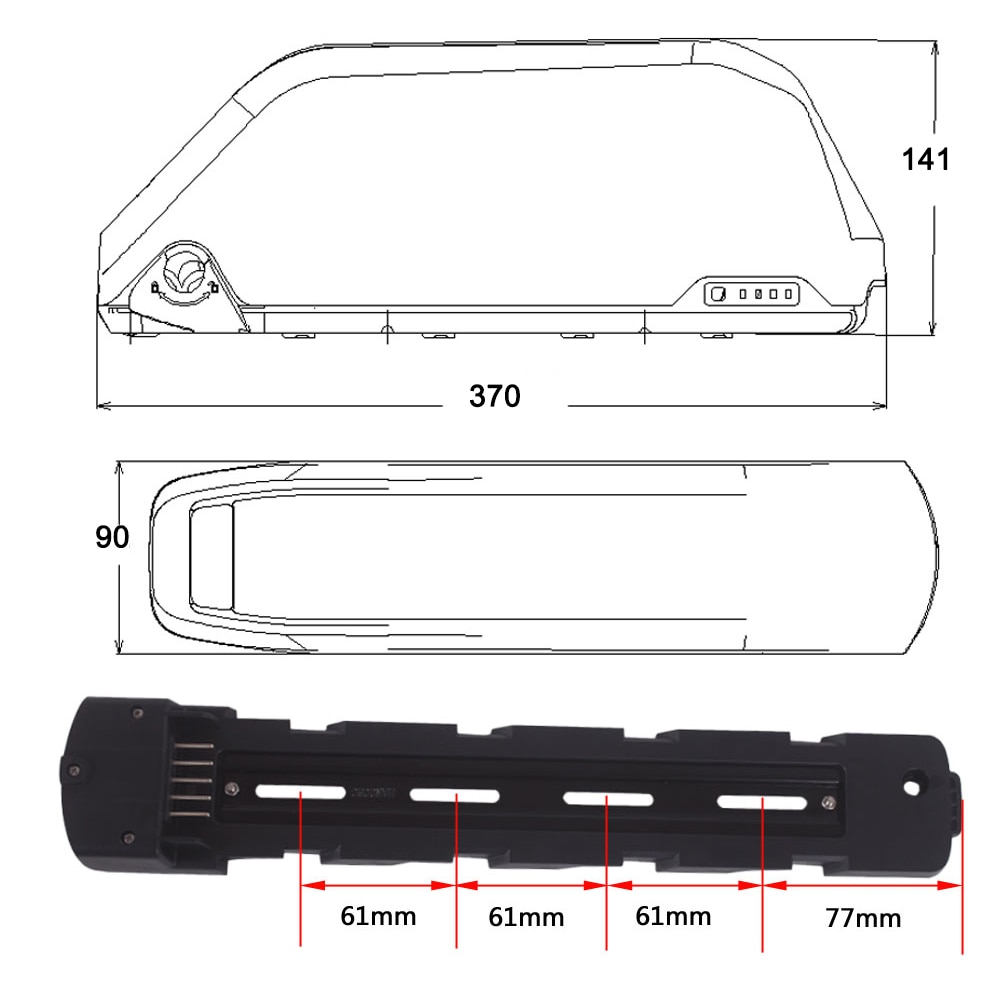 36V/48V/52V Polly Down Tube E-bike Battery Box 91p... – Vicedeal