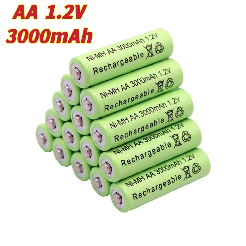 Pilas recargables de 1,2 V AA, 3000mAh, NiMH, 1,2 V, batería verde, lámpara Solar de jardín, linterna LED, linterna