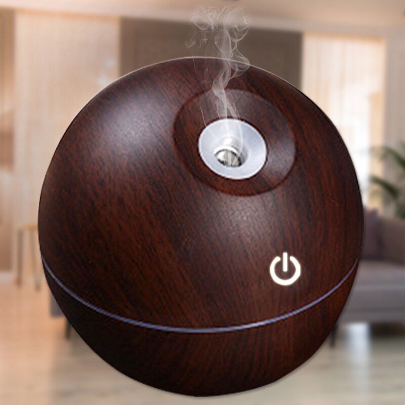 Mini Luchtbevochtiger Usb Ultrasone Geurverspreider Houtnerf 7 Led Licht Elektrische Essentiële Olie Diffuser Voor Thuis Aromatherapie