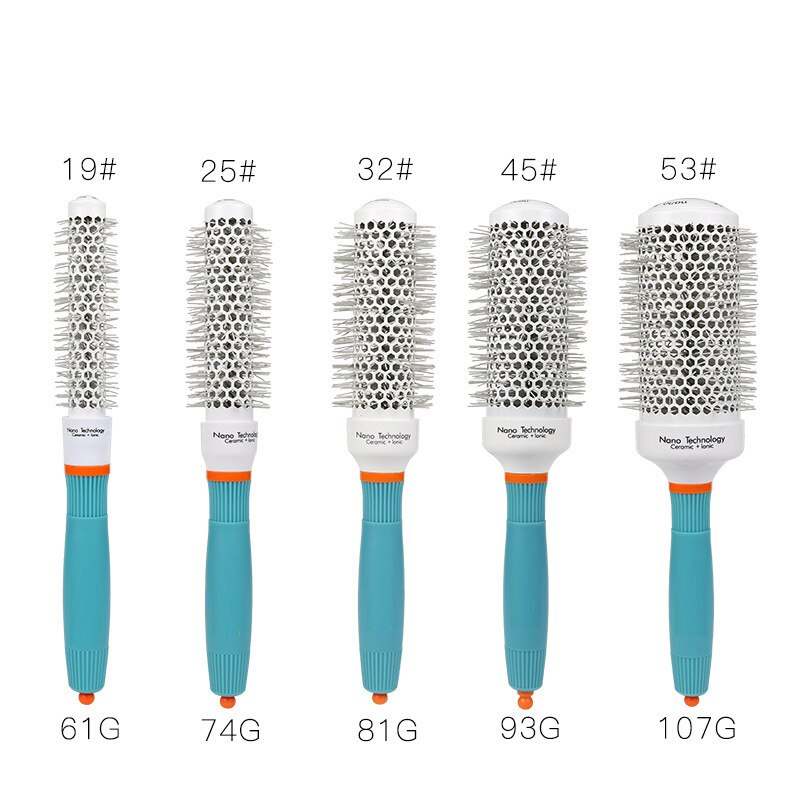 Ceramic Ion Hair Comb Salon Hair Brush Hair Styling Hairbrush Hairdressing Comb Round Curly Hair Rollers Tools Blue