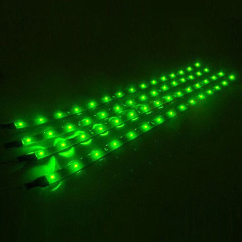 2 STKS LED strip SMD3528 Waterdichte Flexibele 30 CM Rood Groen blauw Wit Warm wit Super heldere auto Styling decor stickers lamp: Green