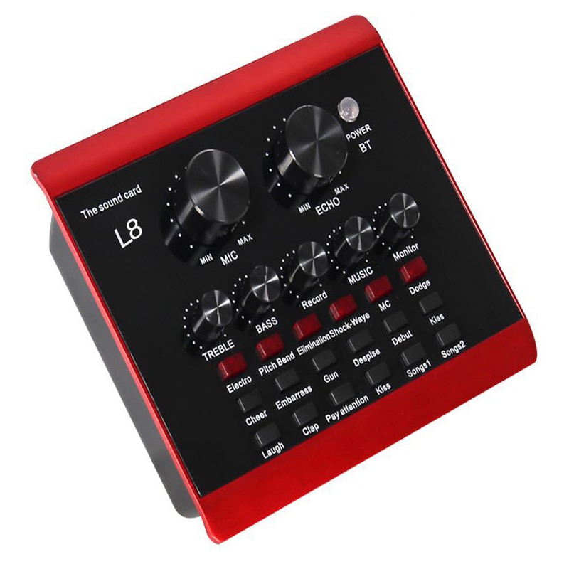V8/L8 Sound Card Audio Interface USB Live Broadcast Microphone Sound Card bluetooth for PC Mobile Phones Singing Recording