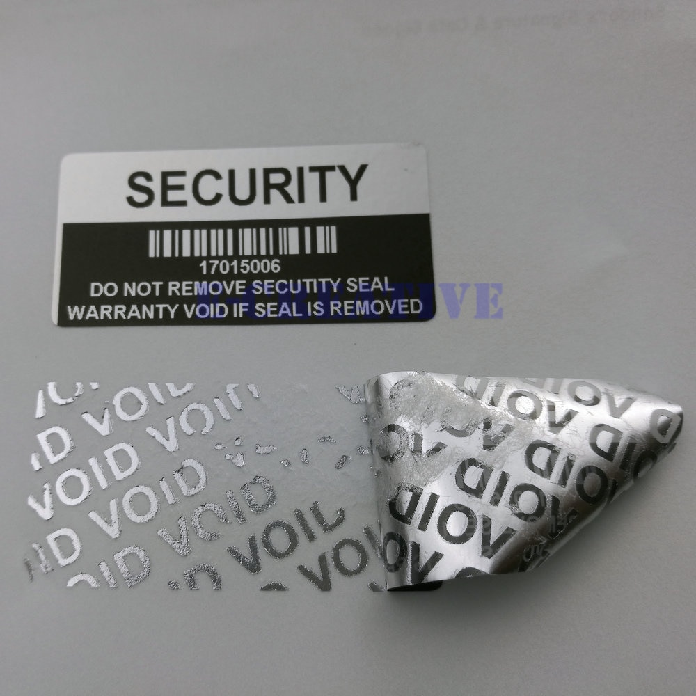 100 x Zilver LEEGTE Security Verwijderd Verzegelde Garantie Sticker Serienummer
