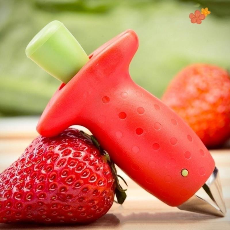 1pc frugtbladfjerner jordbærhuller metal tomatfjerner gadget jordbærstilke plast køkkenudstyr skrog  f6 u 0: Default Title