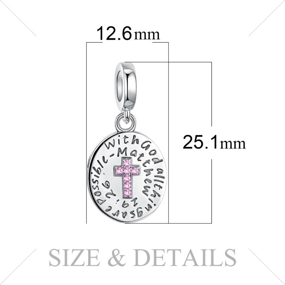 JewelryPalace Cross God Blessings 925 Sterling Silver Beads Charms Silver 925 Original for Bracelet Silver 925 Original Jewelry