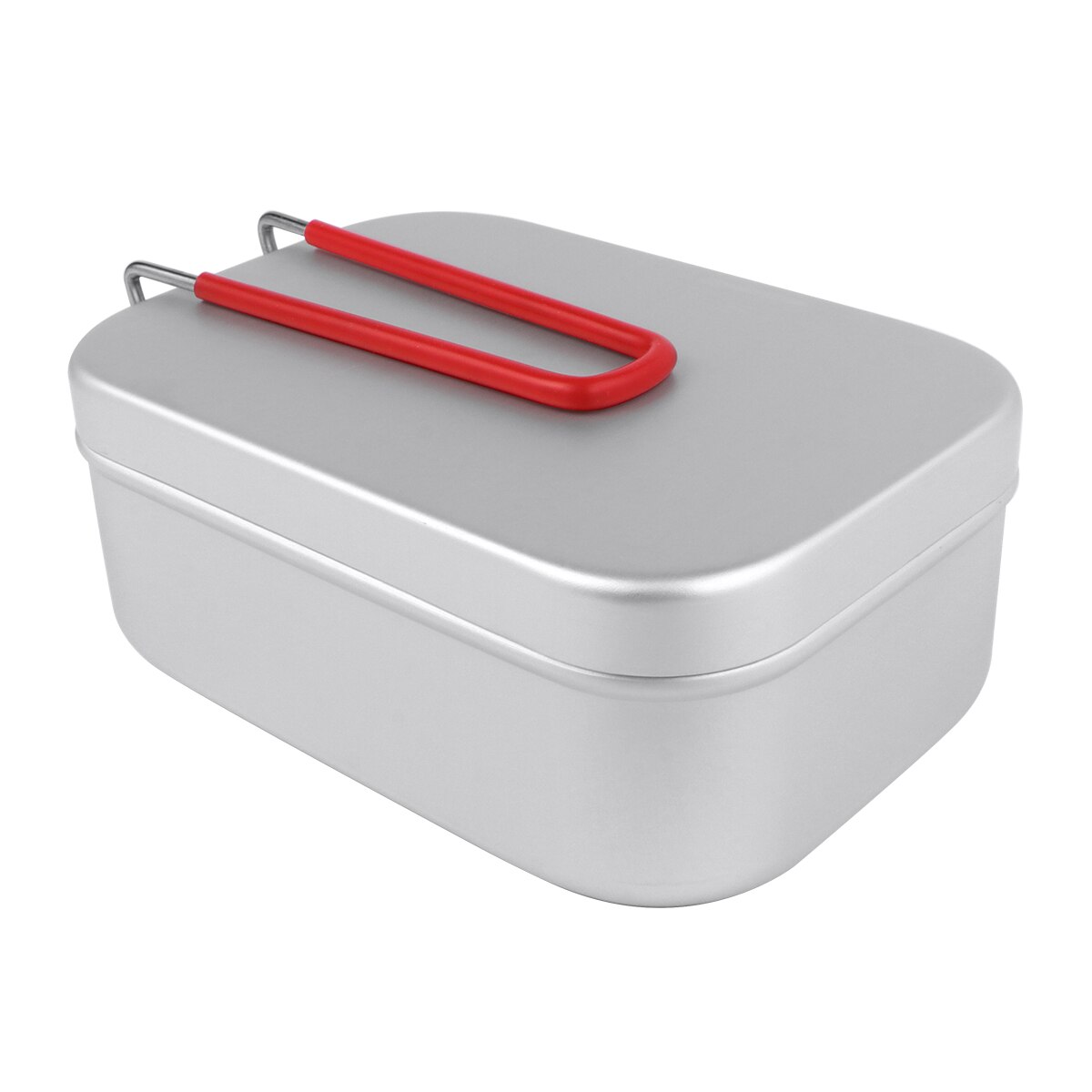 Aluminum Lunch Box With Red Folding Handle Portable Bento Box Mini Food Container for School Office Camping