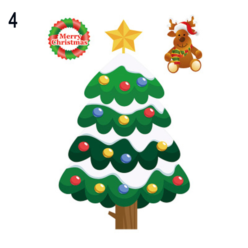 Christmas Window Stickers Christmas Decorations Window Clings DIY Cartoon Sticker Kids Xmas E2S: Gray