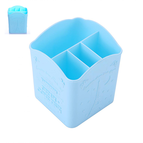 Topinn caja organizadora de maquillaje, collar de joyería, pendiente pulido de uñas, caja de maquillaje de plástico, organizador de escritorio para cosméticos: Blue Box