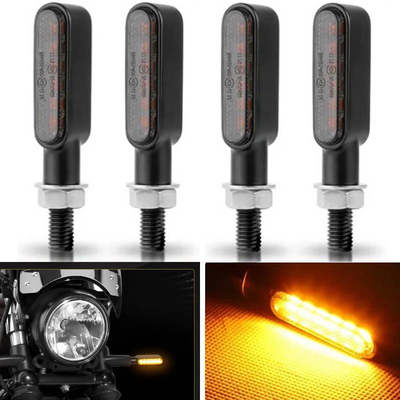 Clignotant de moto 12V 8mm LED clignotants indicateur clignotant lumières 3LED 6LED pour Honda pour Yamaha pour café Racer: Gris foncé