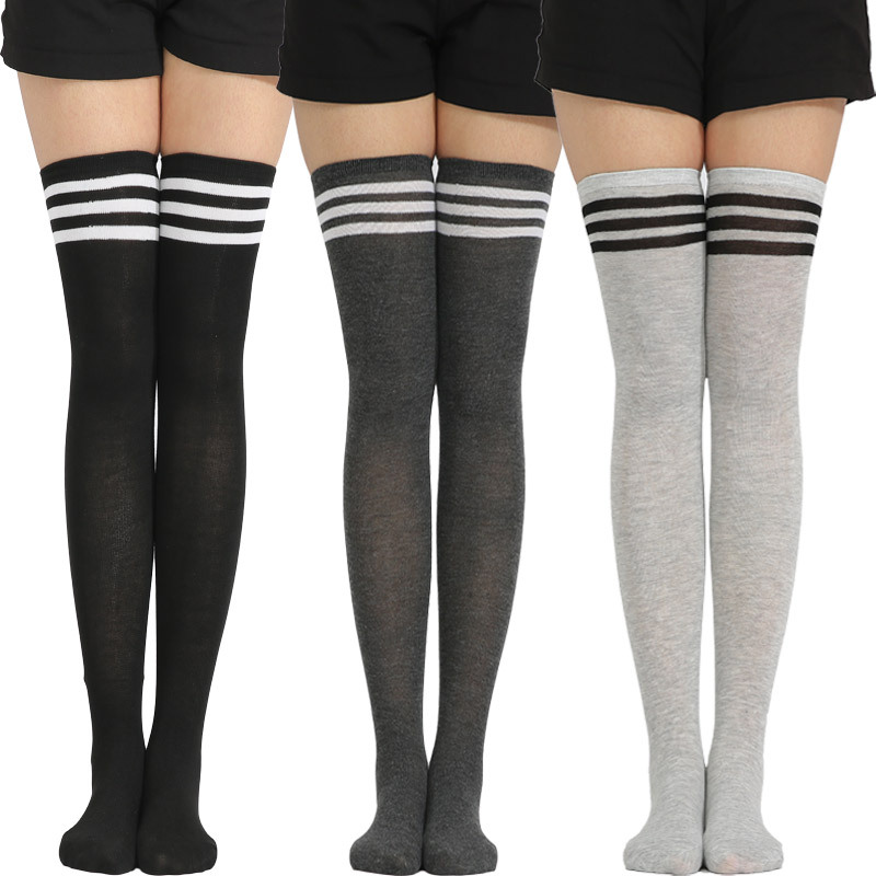 Calzini lunghi a righe bianche nere Calzini alti sopra il ginocchio sexy da donna sopra le calze al ginocchio Calzini lunghi caldi per ragazze da donna