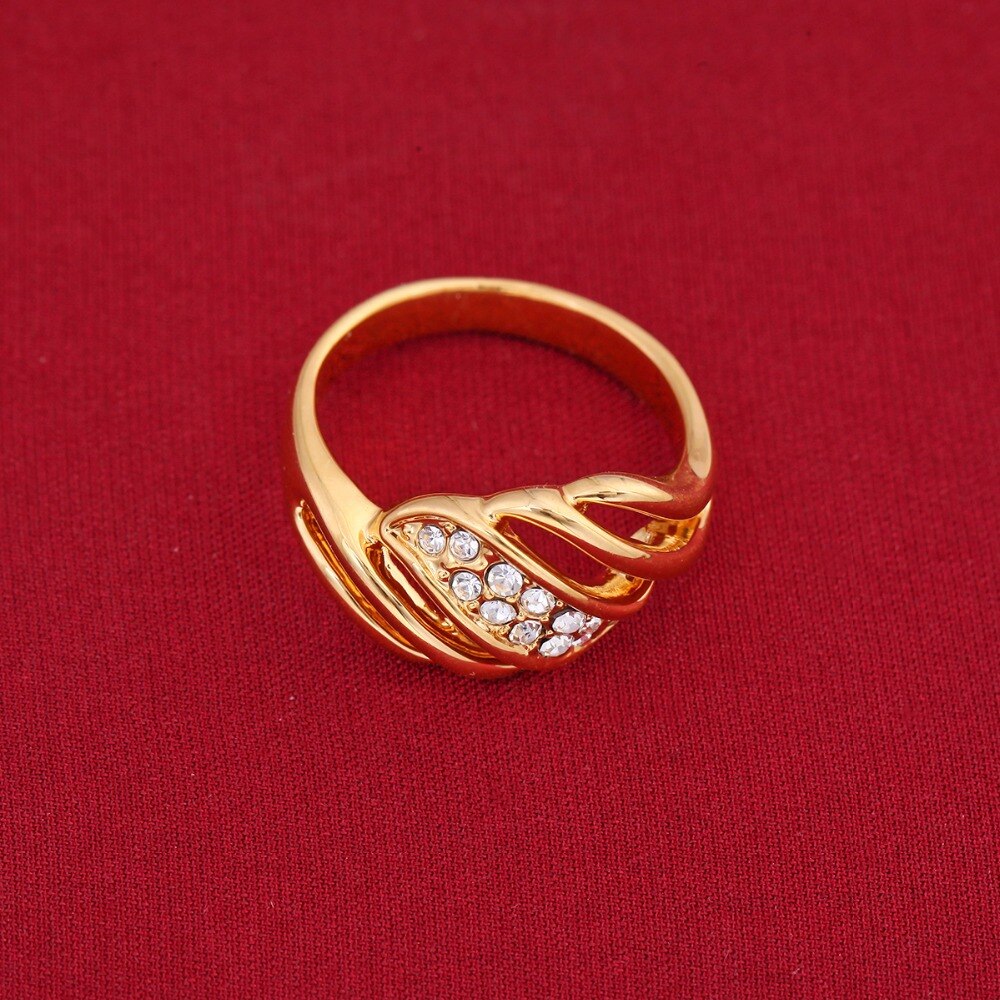 Gold Wedding Ring Engagement Ring Crystal Ring With 24K Gold Color