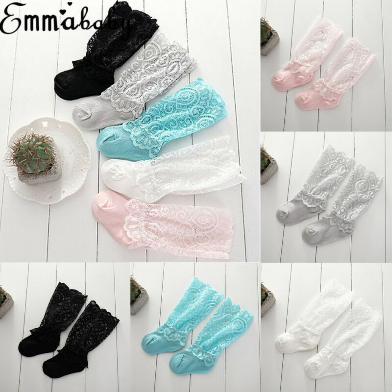 Baby Girls Kids Socks Cotton Lace Floral Long TUTU Socks Knee High Socks 0-3Y