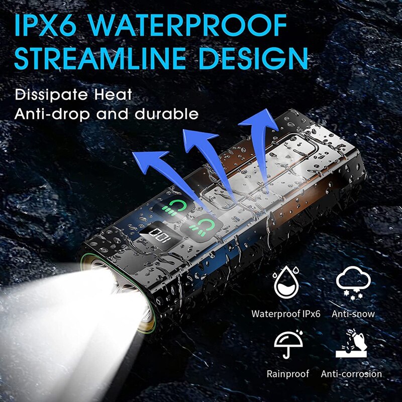 Upgrade System Super Bright 7000 Lumens LED Bike Lights Front and Back,Powerful USB Rechargeable Bicycle Headlight