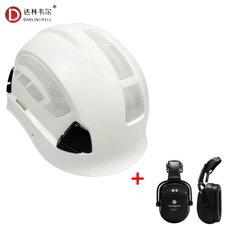 Safety Helmet with Earmuff Kit Anti noise Outdoor Rock Climbing Industrial Protection Rescue Hard Hat Cave exploration