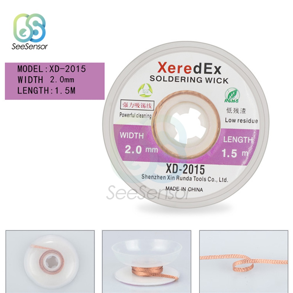 1.5 Mm 2 Mm 2.5 Mm 3 Mm 3.5 Mm Breedte 1.5M Lengte Desoldering Braid Lassen Solder Remover Wick wire Lead Cord Flux Bga Reparatie Tools